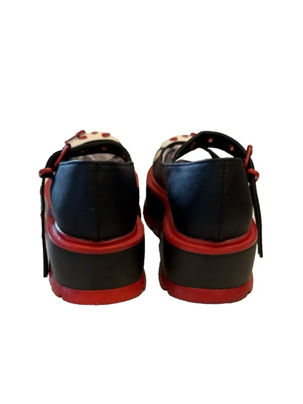 Demonia Black Red Platform Mary Janes Flats Skulls Rockabilly Shoes Size 10 NIB